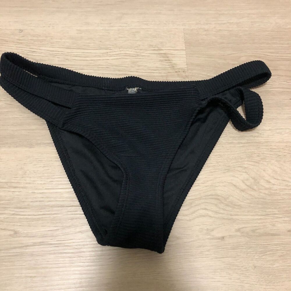 4/$25 womens bikini bottom black small s black ribbed solid A6